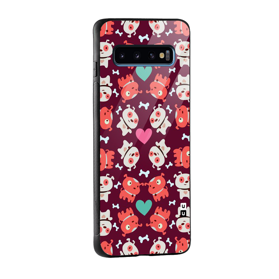 Cut Dog Design Glass Back Case for Galaxy S10