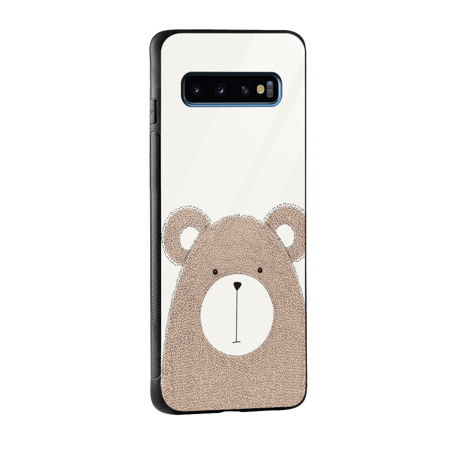 Cute Bear Glass Back Case for Galaxy S10
