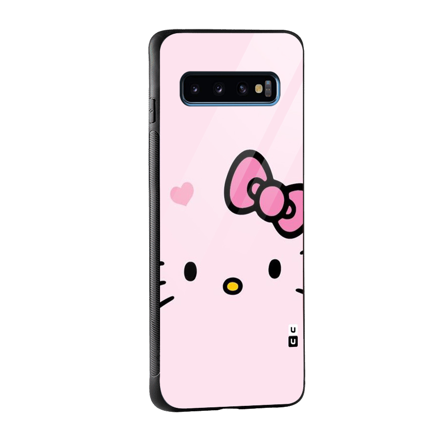 Cute Bow Face Glass Back Case for Galaxy S10