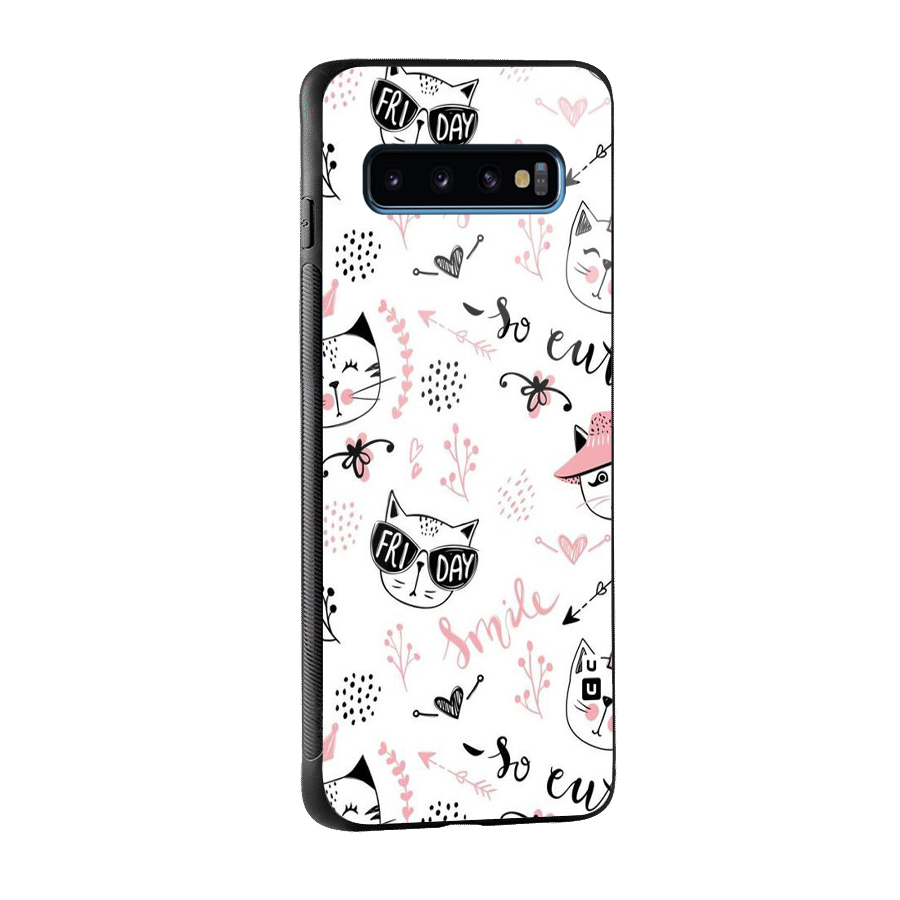 Cute Cat Swag Glass Back Case for Galaxy S10