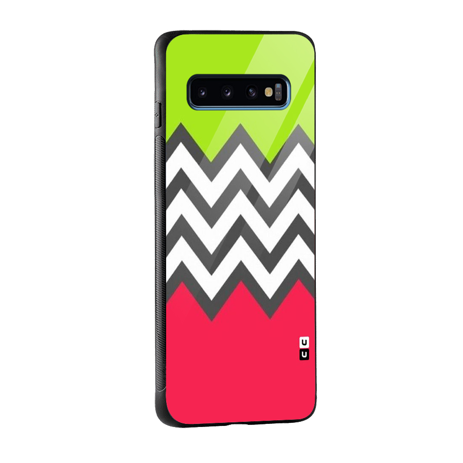 Cute Chevron Glass Back Case for Galaxy S10
