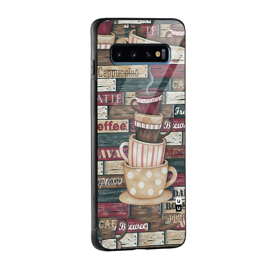 Cute Coffee Cups Glass Back Case for Galaxy S10