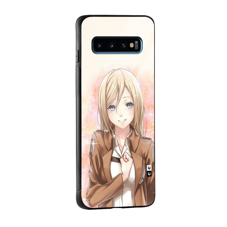 Cute Girl Art Glass Back Case for Galaxy S10