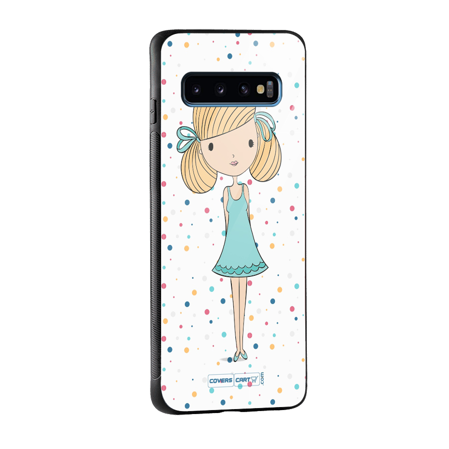 Cute Girl Glass Back Case for Galaxy S10