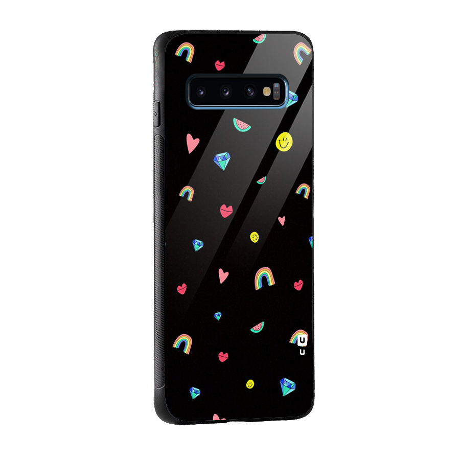 Cute Multicolor Shapes Glass Back Case for Galaxy S10