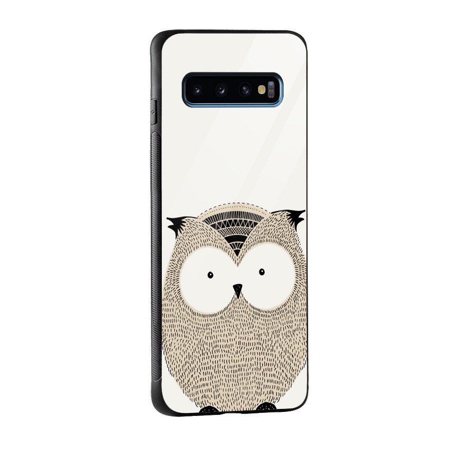 Cute Owl Glass Back Case for Galaxy S10
