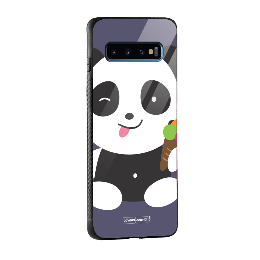 Cute Panda Blue Glass Back Case for Galaxy S10