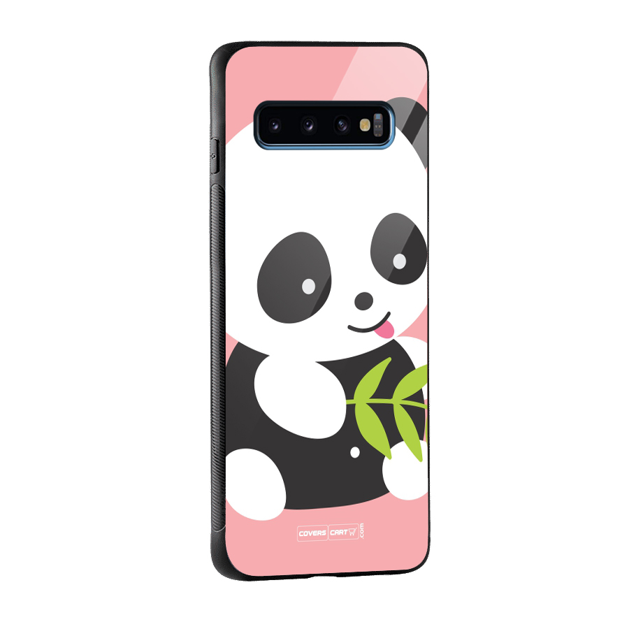 Cute Panda Pink Glass Back Case for Galaxy S10
