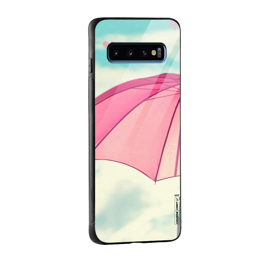 Cute Pink Umbrella Glass Back Case for Galaxy S10