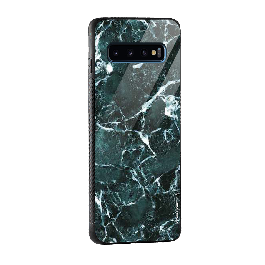 Dark Green Marble Glass Back Case for Galaxy S10