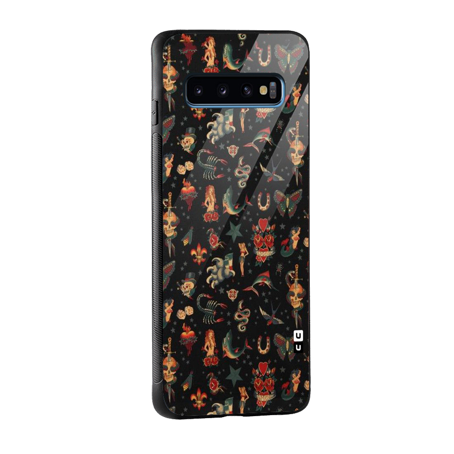 Dark Pattern Glass Back Case for Galaxy S10