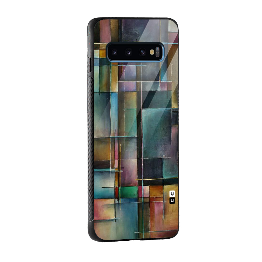 Dark Square Shapes Glass Back Case for Galaxy S10