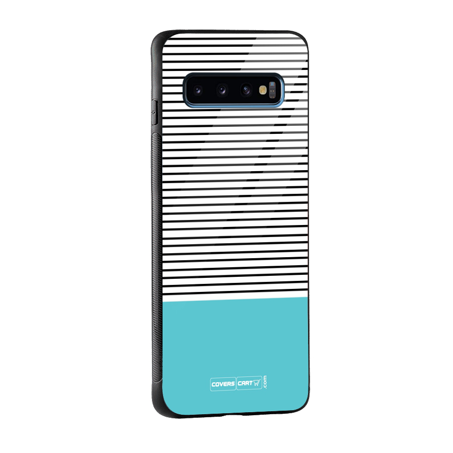 Deep Sky Blue Stripes Glass Back Case for Galaxy S10