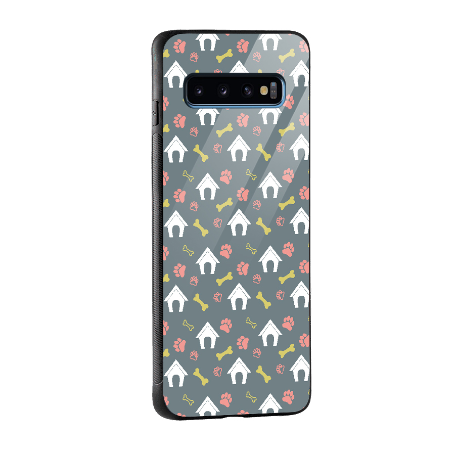 Dog Pattern Glass Back Case for Galaxy S10