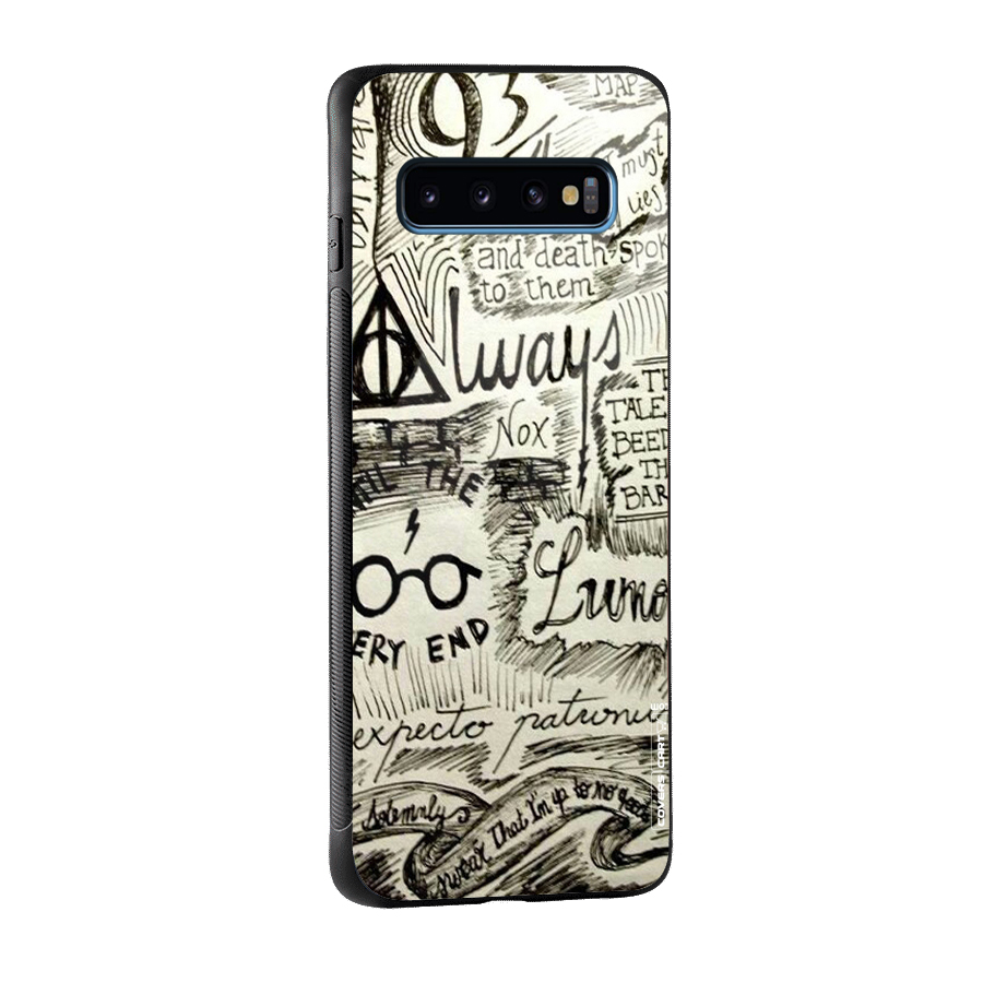 Doodle Art Glass Back Case for Galaxy S10