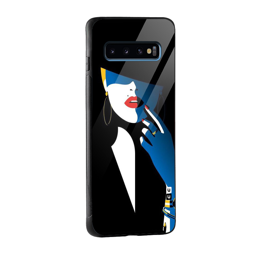 Elegant Woman Glass Back Case for Galaxy S10