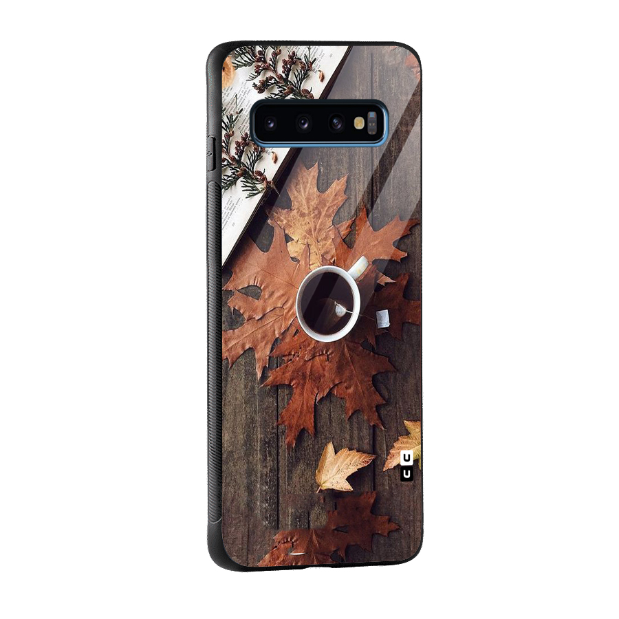 Fall Leaf Coffee Glass Back Case for Galaxy S10