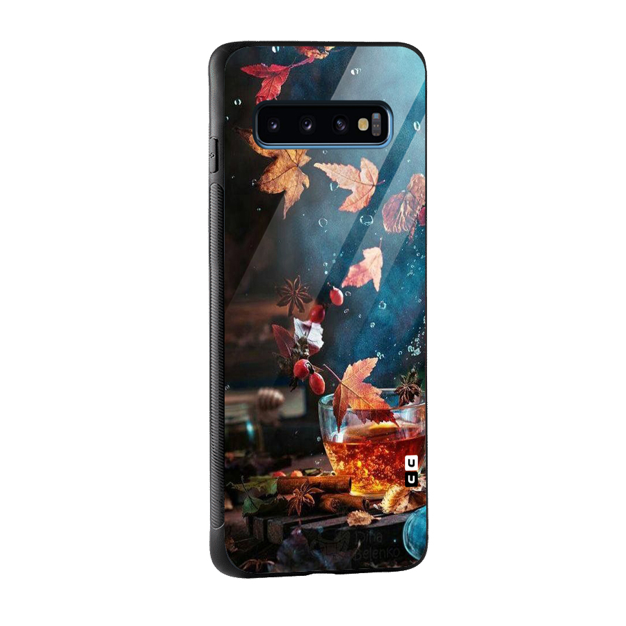 Falling Leaves Tea Glass Back Case for Galaxy S10