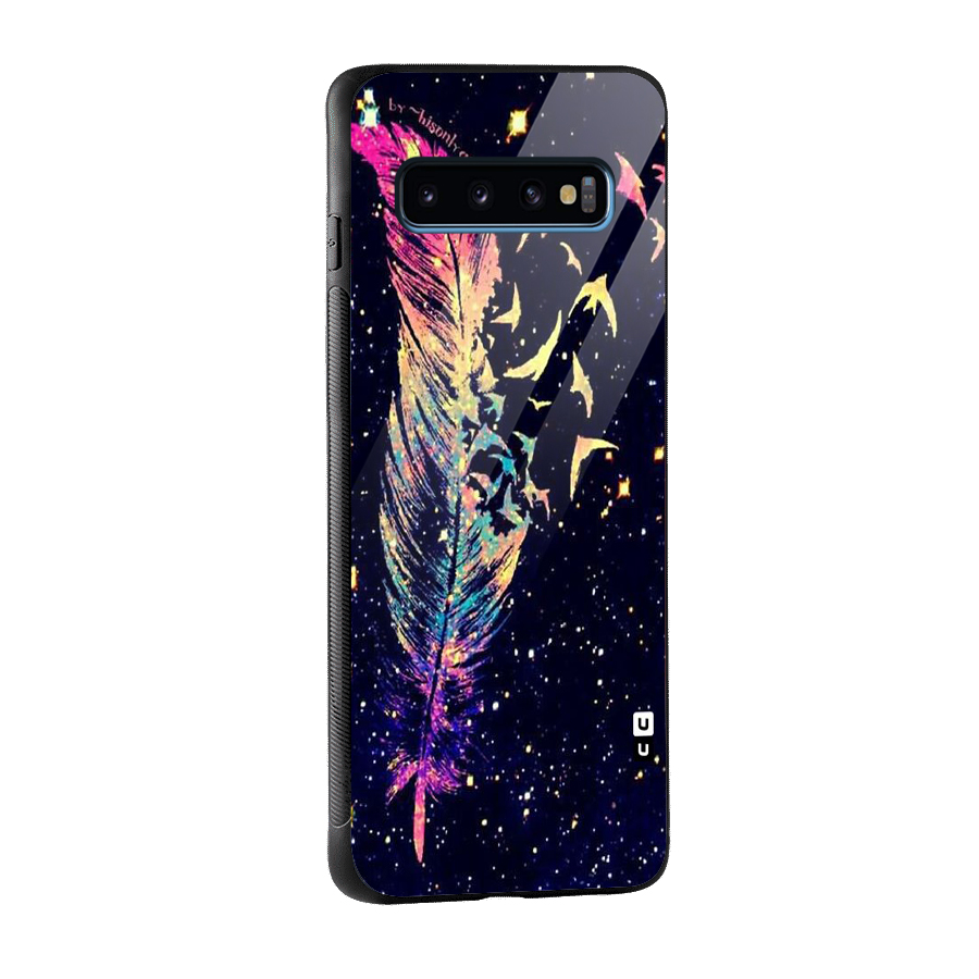 Feather Bird Fly Glass Back Case for Galaxy S10