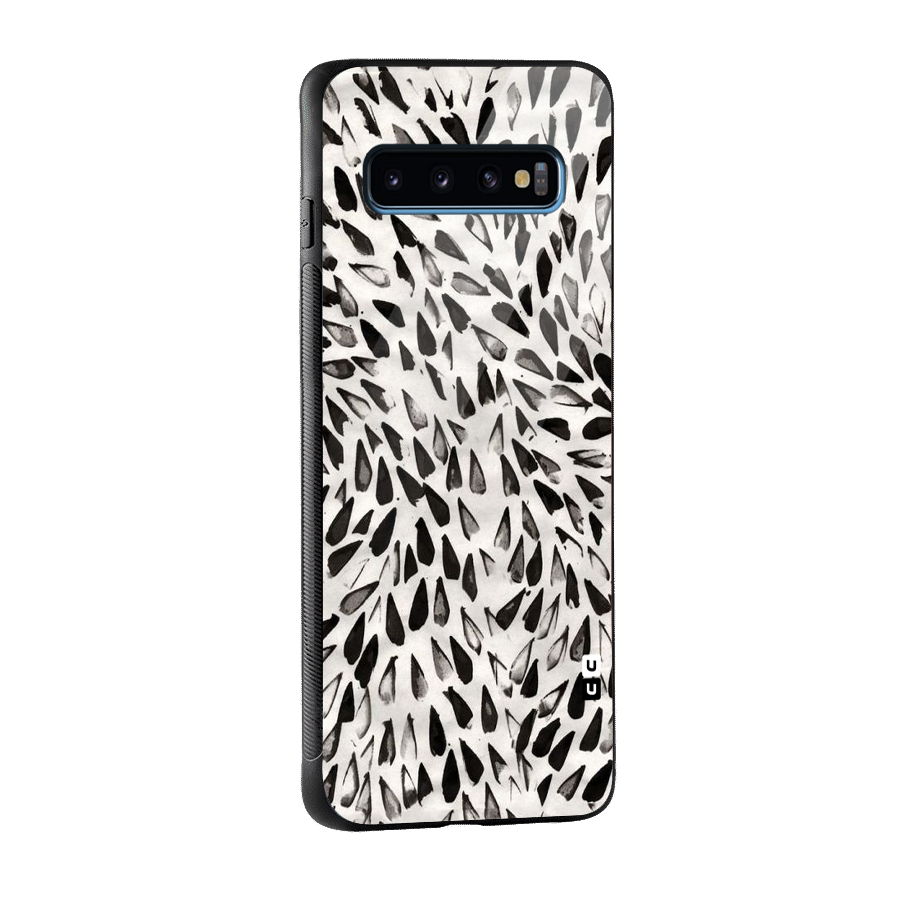 Feather Pattern Colorless Glass Back Case for Galaxy S10