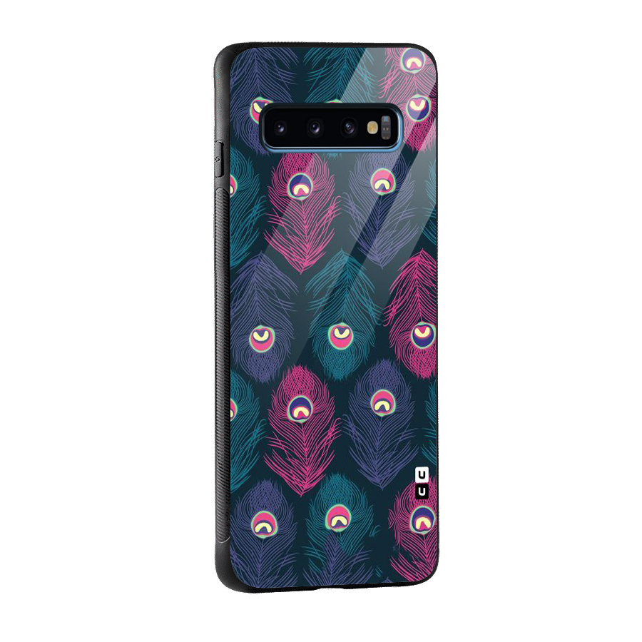 Feathers Patterns Glass Back Case for Galaxy S10
