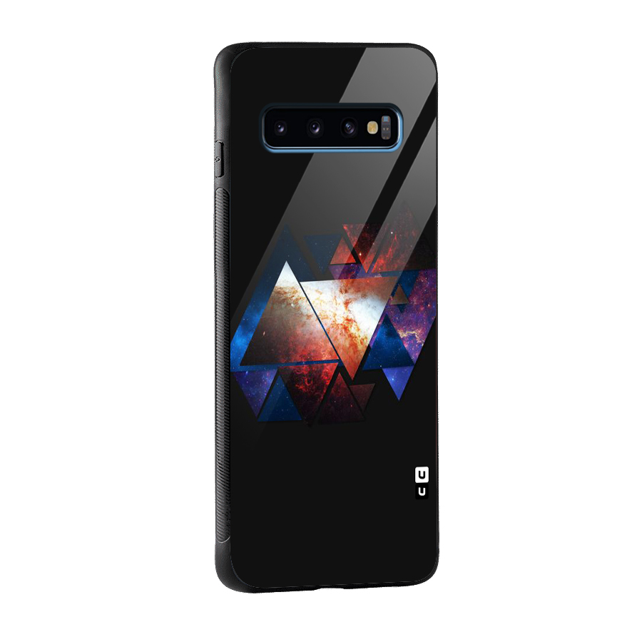 Fire Galaxy Triangles Glass Back Case for Galaxy S10