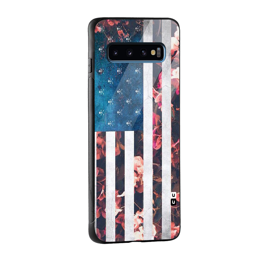 Flag Stripes Glass Back Case for Galaxy S10