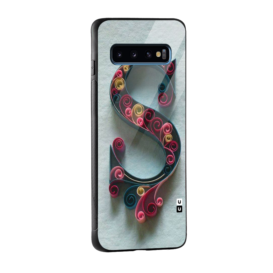 Floral Alphabet Glass Back Case for Galaxy S10