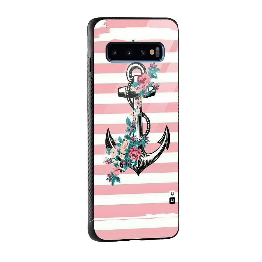 Floral Anchor Glass Back Case for Galaxy S10