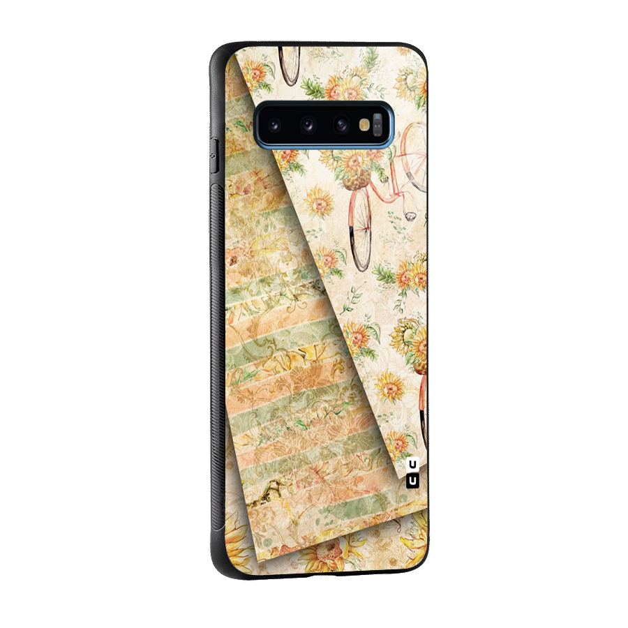 Floral Bicycle Glass Back Case for Galaxy S10