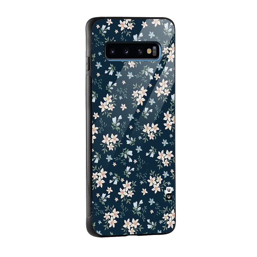 Floral Blue Bloom Glass Back Case for Galaxy S10