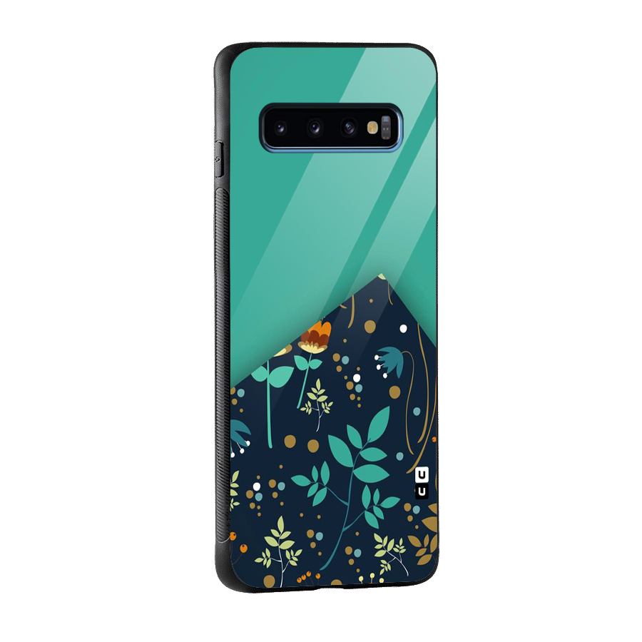 Floral Corner Glass Back Case for Galaxy S10