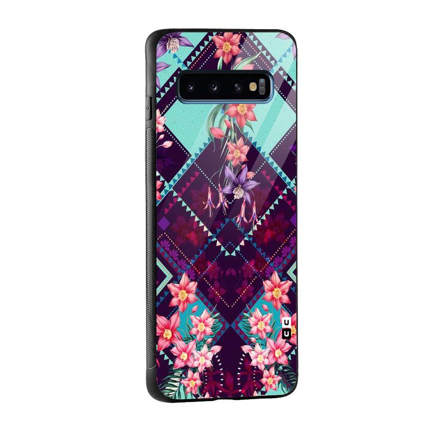 Floral Diamonds Glass Back Case for Galaxy S10