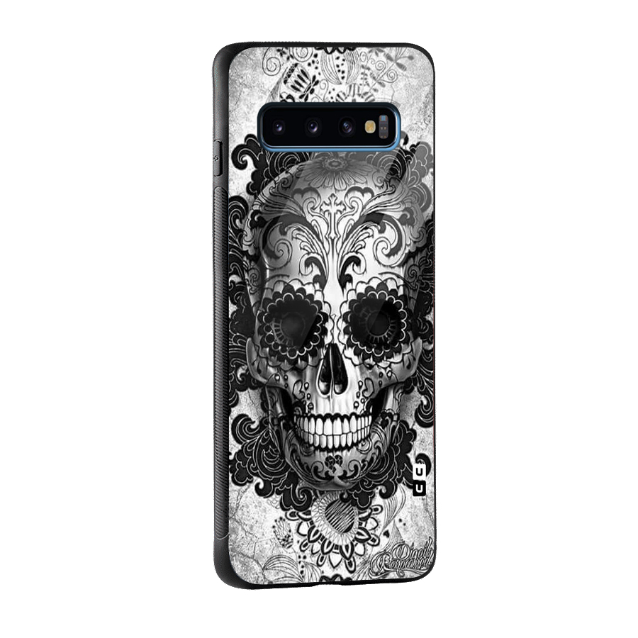 Floral Ghost Glass Back Case for Galaxy S10