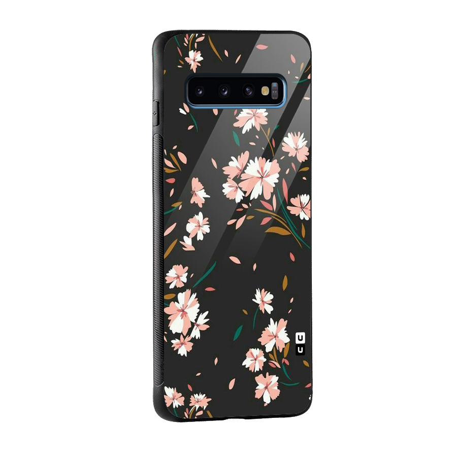 Floral Petals Peach Glass Back Case for Galaxy S10