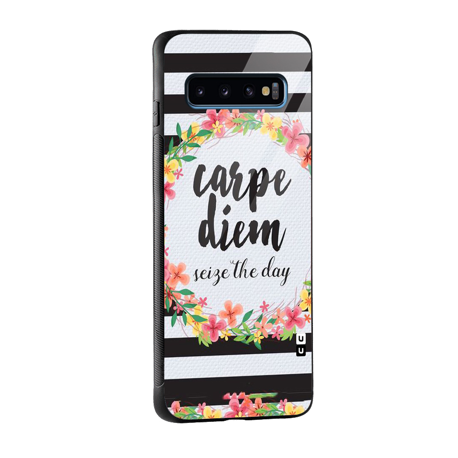 Floral Seize The Day Glass Back Case for Galaxy S10
