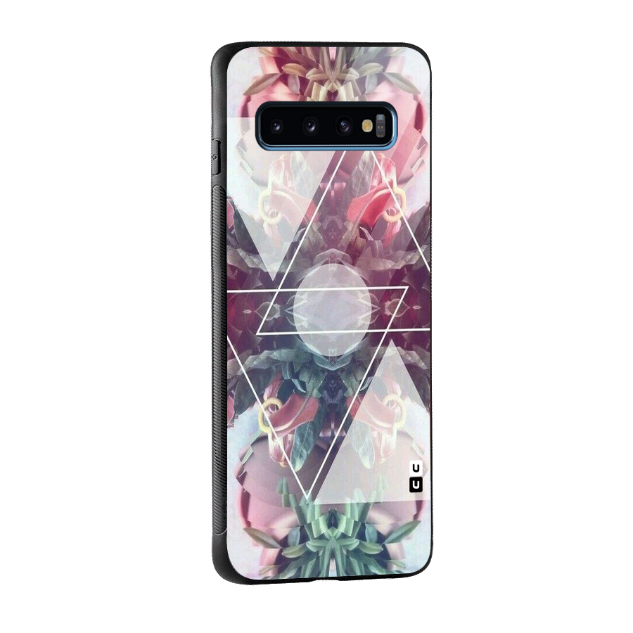 Floral Triangle Glass Back Case for Galaxy S10