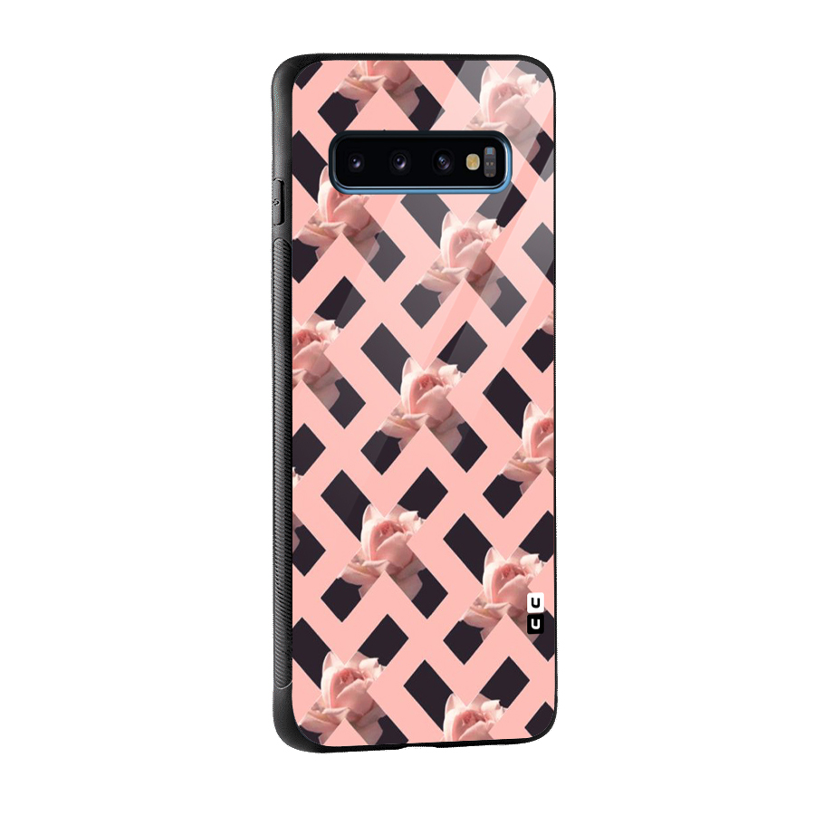 Floral X Design Glass Back Case for Galaxy S10