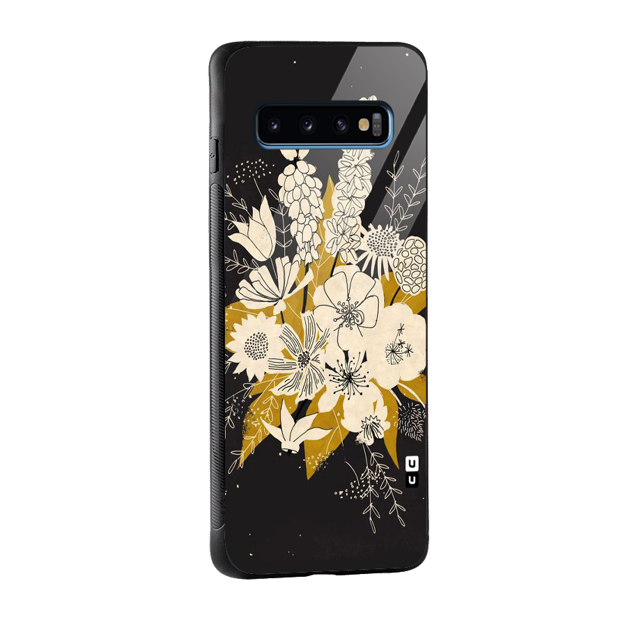 Flower Drawing Glass Back Case for Galaxy S10