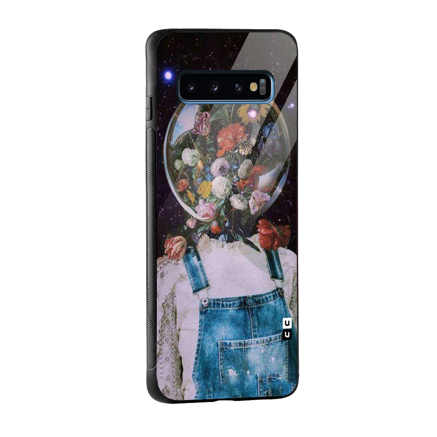 Flower Face Glass Back Case for Galaxy S10