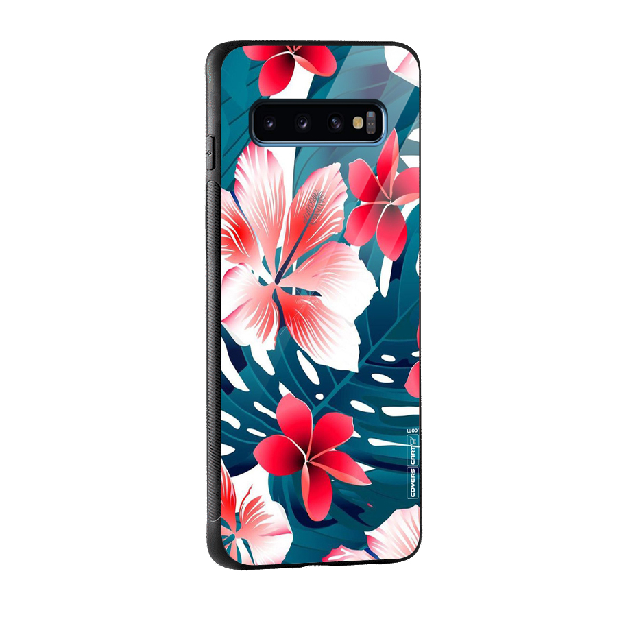 Flower design Glass Back Case for Galaxy S10