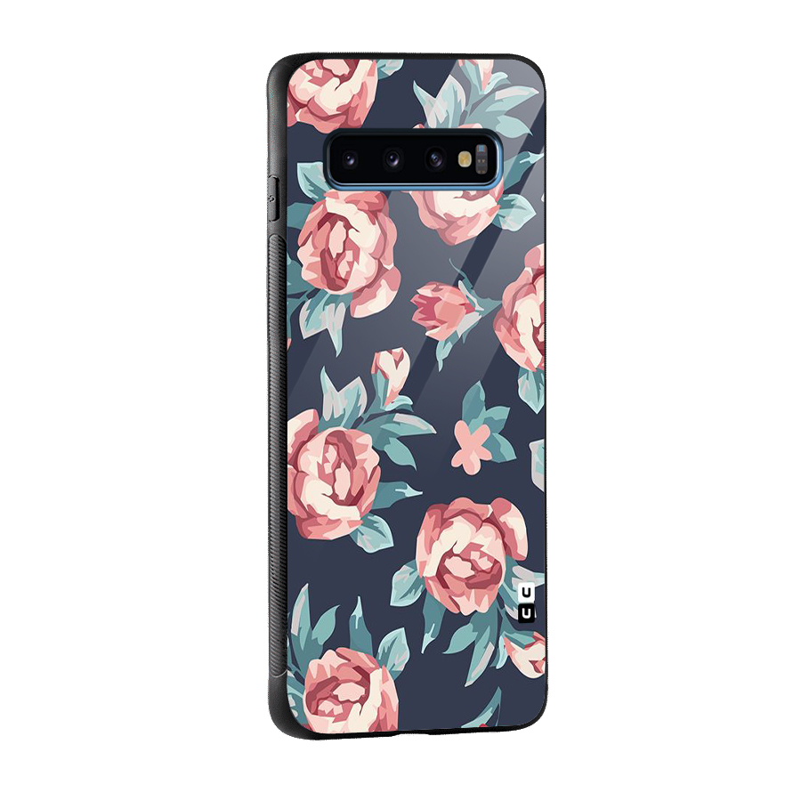 Flowers Painting Glass Back Case for Galaxy S10