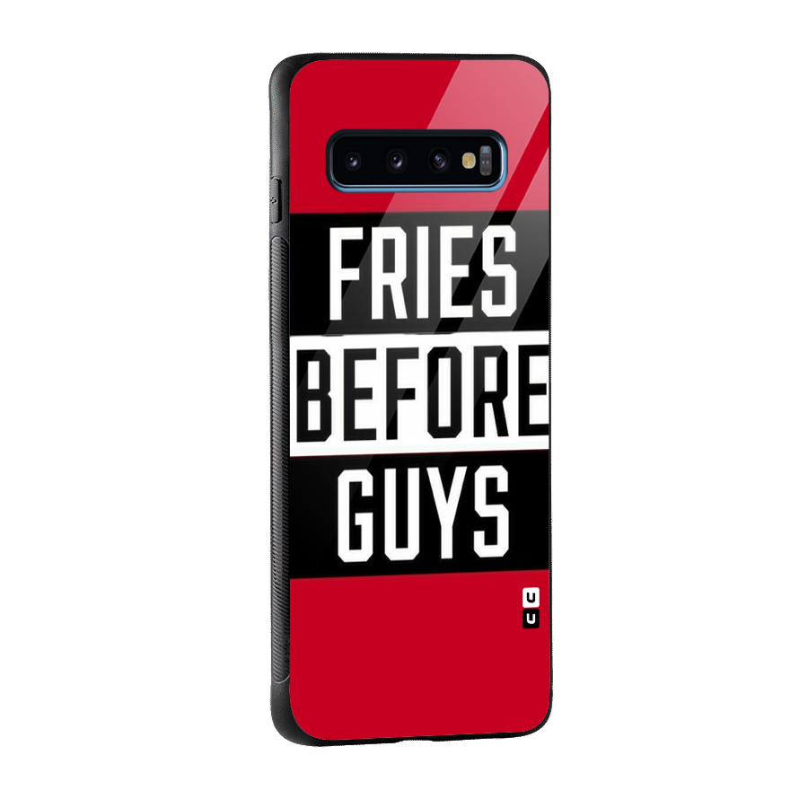 Fries Love Stripes Glass Back Case for Galaxy S10