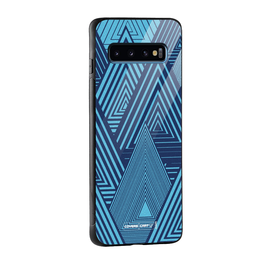 Geometric Blue Print Glass Back Case for Galaxy S10