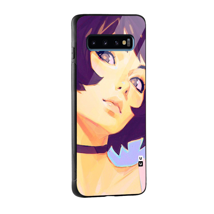 Girl Face Art Glass Back Case for Galaxy S10