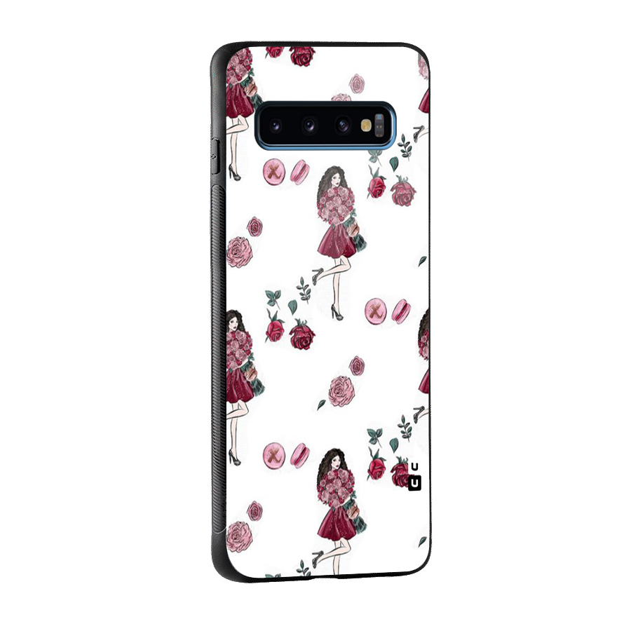 Girl With Flowers Glass Back Case for Galaxy S10
