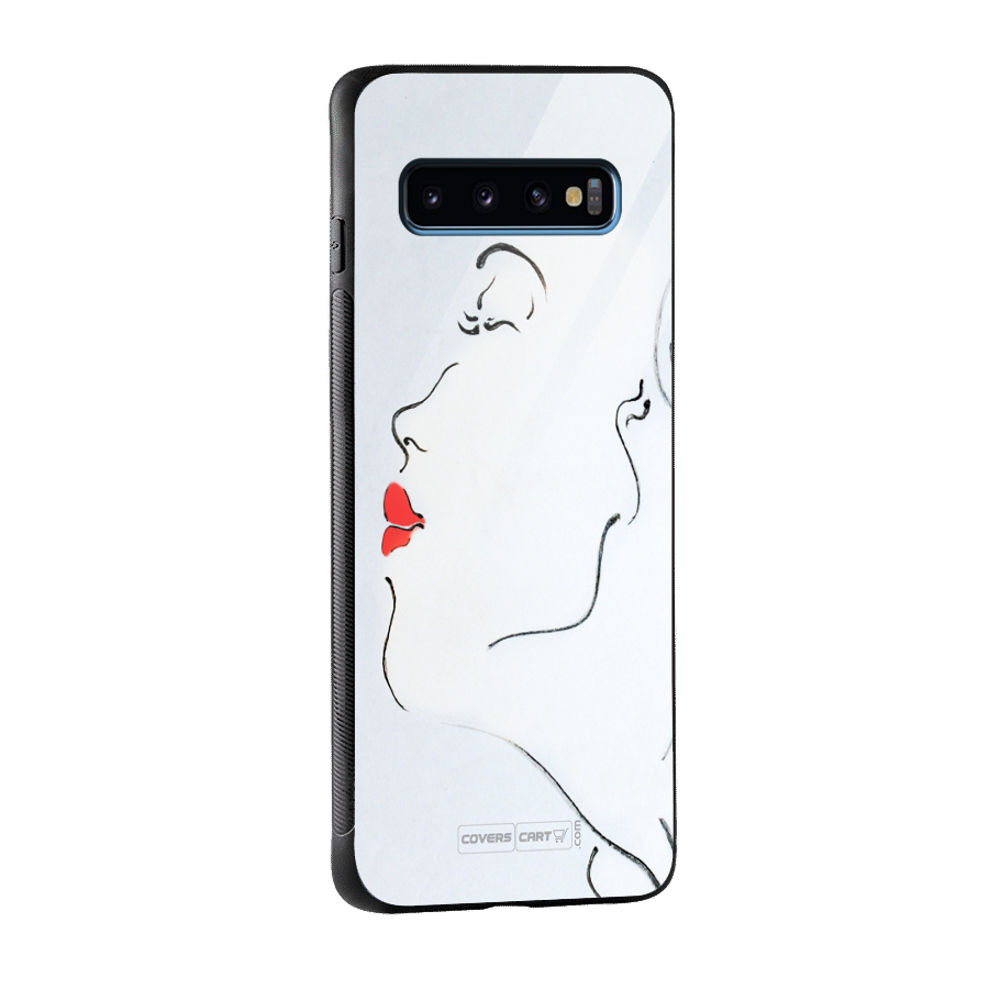 Girl in Red Lipstick Glass Back Case for Galaxy S10