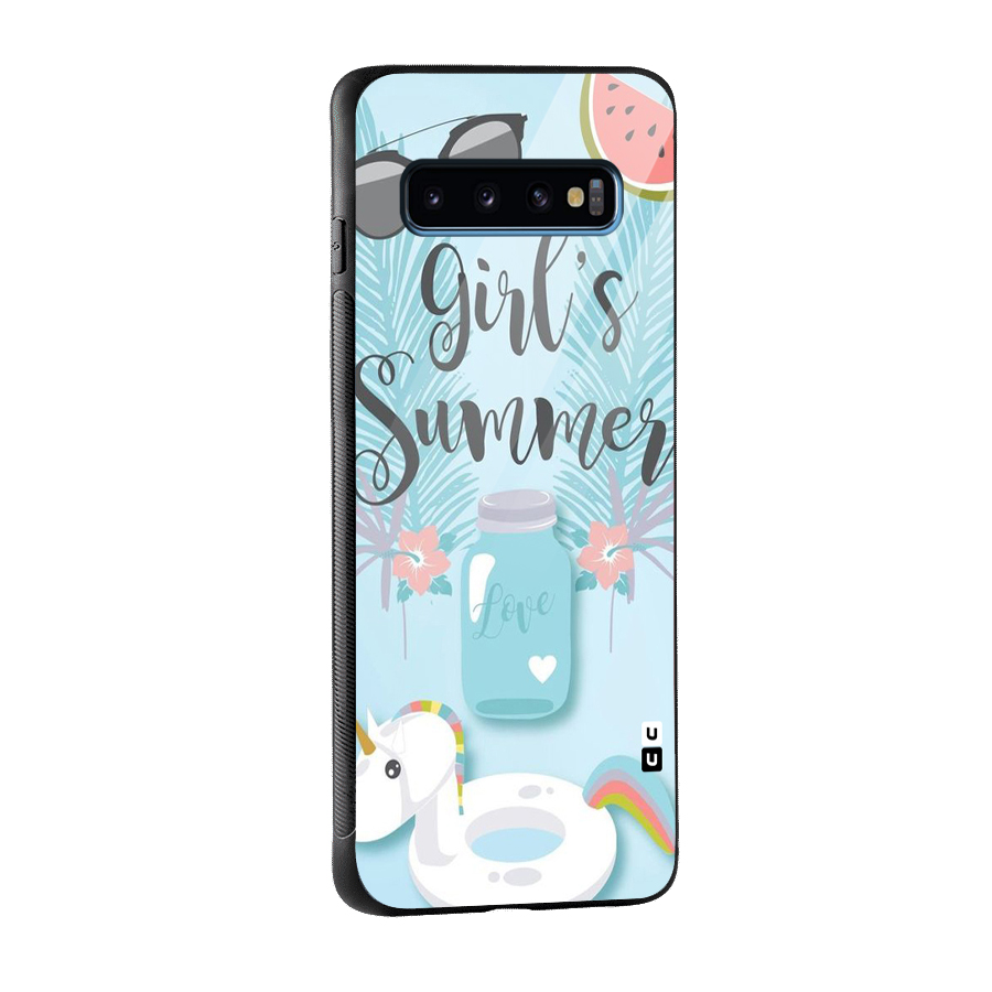 Girls Summer Glass Back Case for Galaxy S10