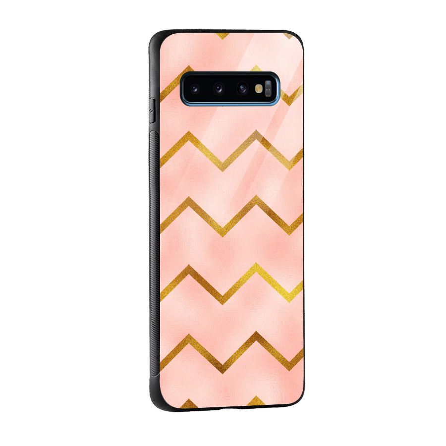 Gold Pink Pattern Glass Back Case for Galaxy S10