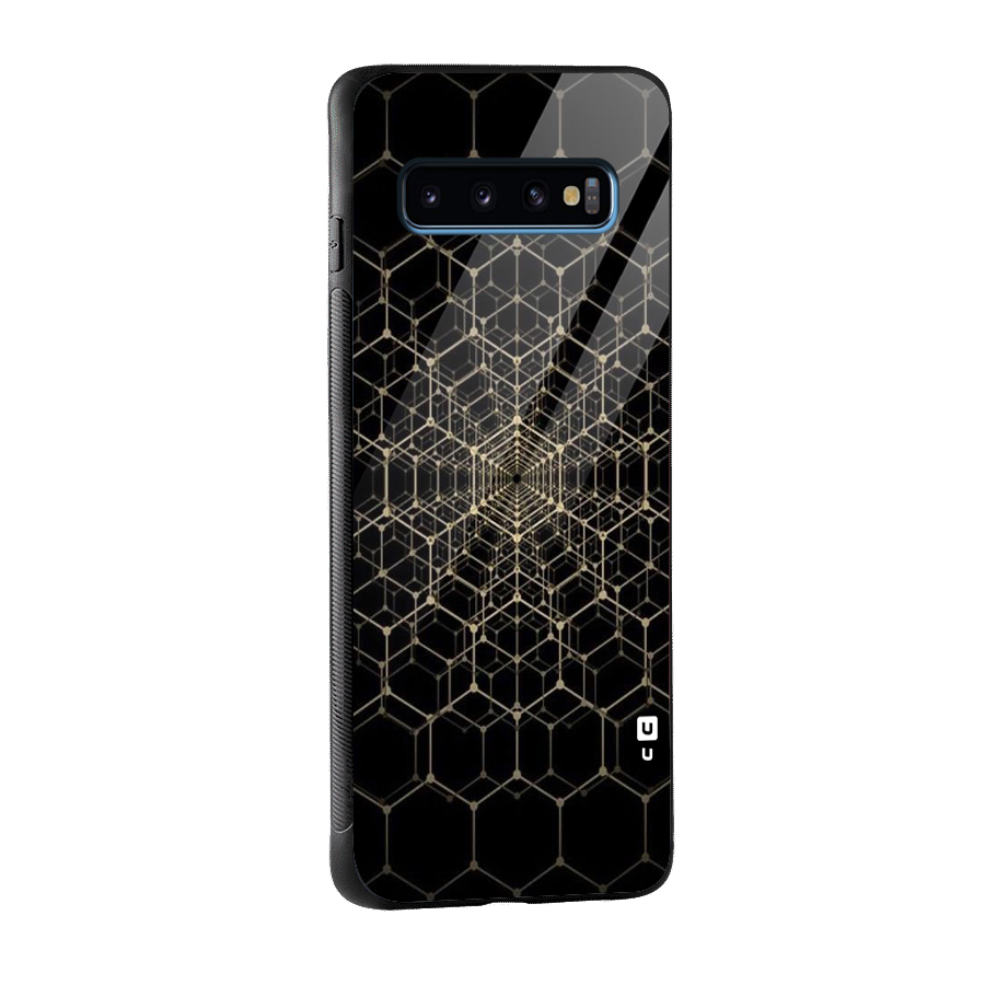 Gold Web Glass Back Case for Galaxy S10